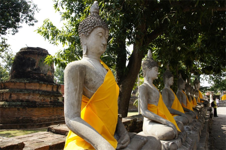 Der Wat Yai Chai Mongkol in Ayutthaya