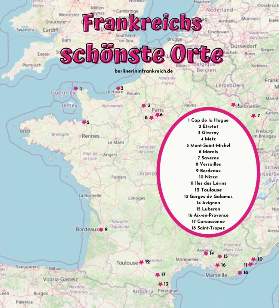 Schönste Orte Frankreich Karte