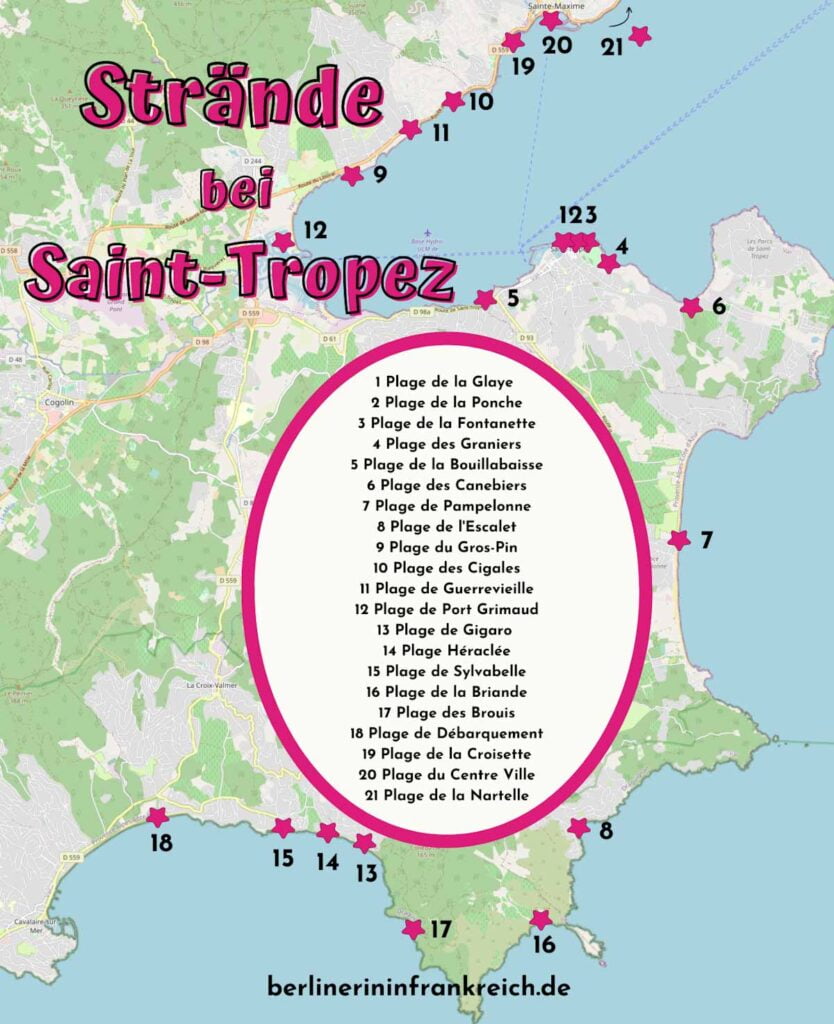 Saint-Tropez Strände Karte