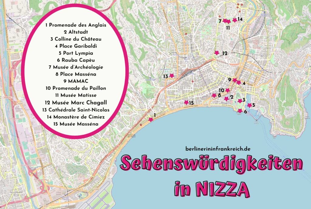 Karte Nizza Sehenswürdigkeiten